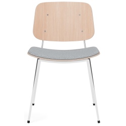 Seat Upholstered – Hallingdal 130 + lacquered oak / chrome – 3061 Søborg chair (steel) - Fredericia