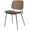 Assise rembourrée – cuir Omni 301 + noyer vernis / noir – chaise Søborg 3061 (métal) - Fredericia