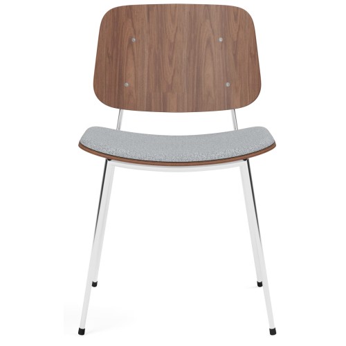 Seat Upholstered – Hallingdal 130 + lacquered walnut / chrome – 3061 Søborg chair (steel) - Fredericia