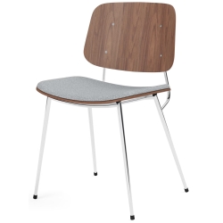 Seat Upholstered – Hallingdal 130 + lacquered walnut / chrome – 3061 Søborg chair (steel) - Fredericia