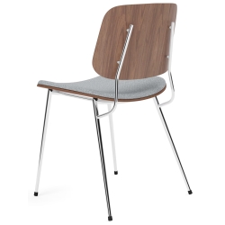 Seat Upholstered – Hallingdal 130 + lacquered walnut / chrome – 3061 Søborg chair (steel) - Fredericia