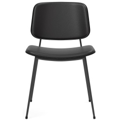 Front upholstered – Omni 301 leather  + black lacquered oak / black – 3062 Søborg chair (steel) - Fredericia