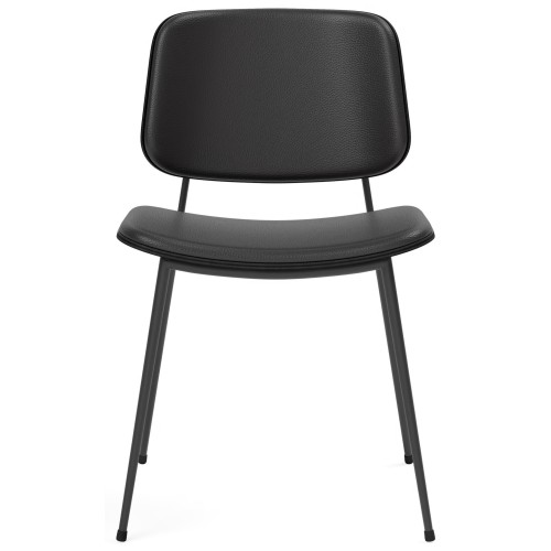 Front upholstered – Omni 301 leather  + black lacquered oak / black – 3062 Søborg chair (steel) - Fredericia