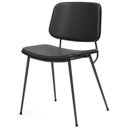 Front upholstered – Omni 301 leather  + black lacquered oak / black – 3062 Søborg chair (steel) - Fredericia