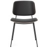 Front upholstered – Omni 301 black leather +  lacquered oak / black – 3062 Søborg chair (steel) - Fredericia