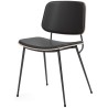 Front upholstered – Omni 301 black leather +  lacquered oak / black – 3062 Søborg chair (steel) - Fredericia