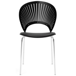 leather Vice 11 black + black ash / chrome legs – seat upholstered – Trinidad chair 3396 - Fredericia