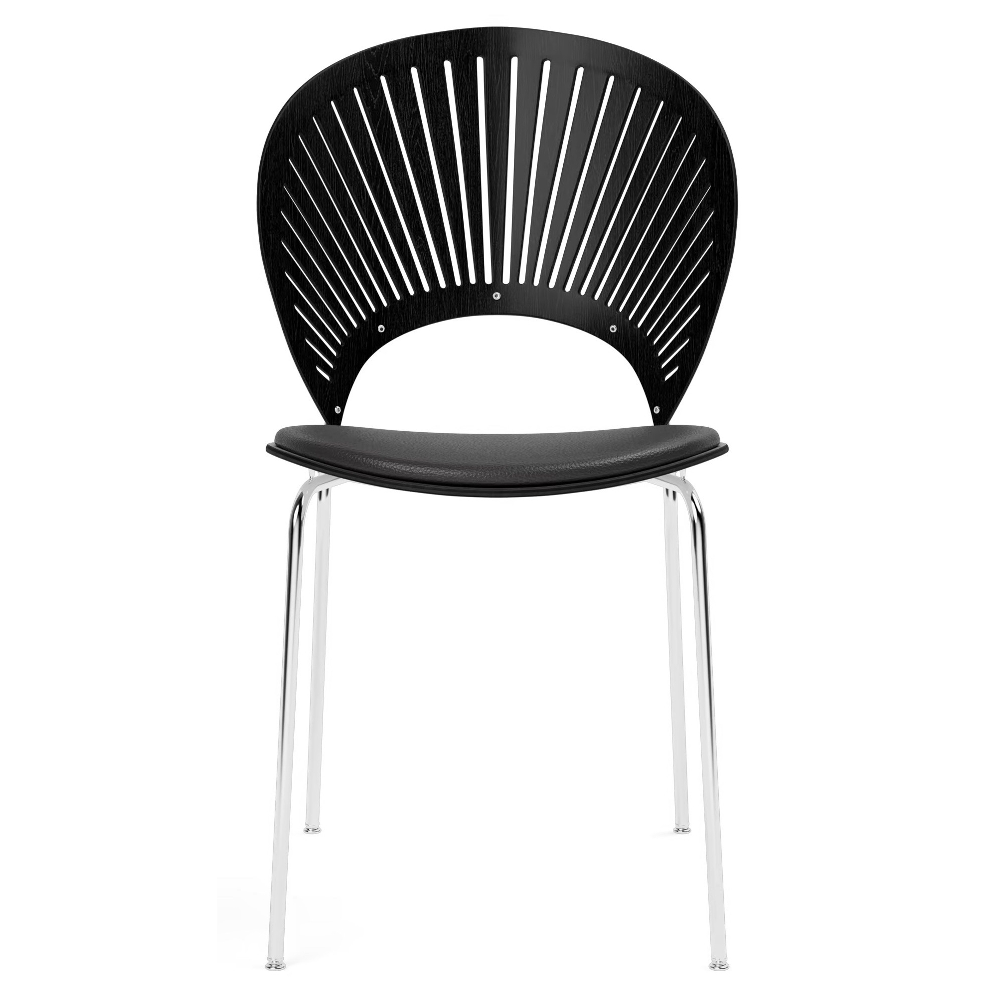 cuir Vice 11 noir + frêne noir / chrome – assise rembourrée – chaise Trinidad 3396 - Fredericia