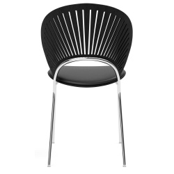 cuir Vice 11 noir + frêne noir / chrome – assise rembourrée – chaise Trinidad 3396 - Fredericia