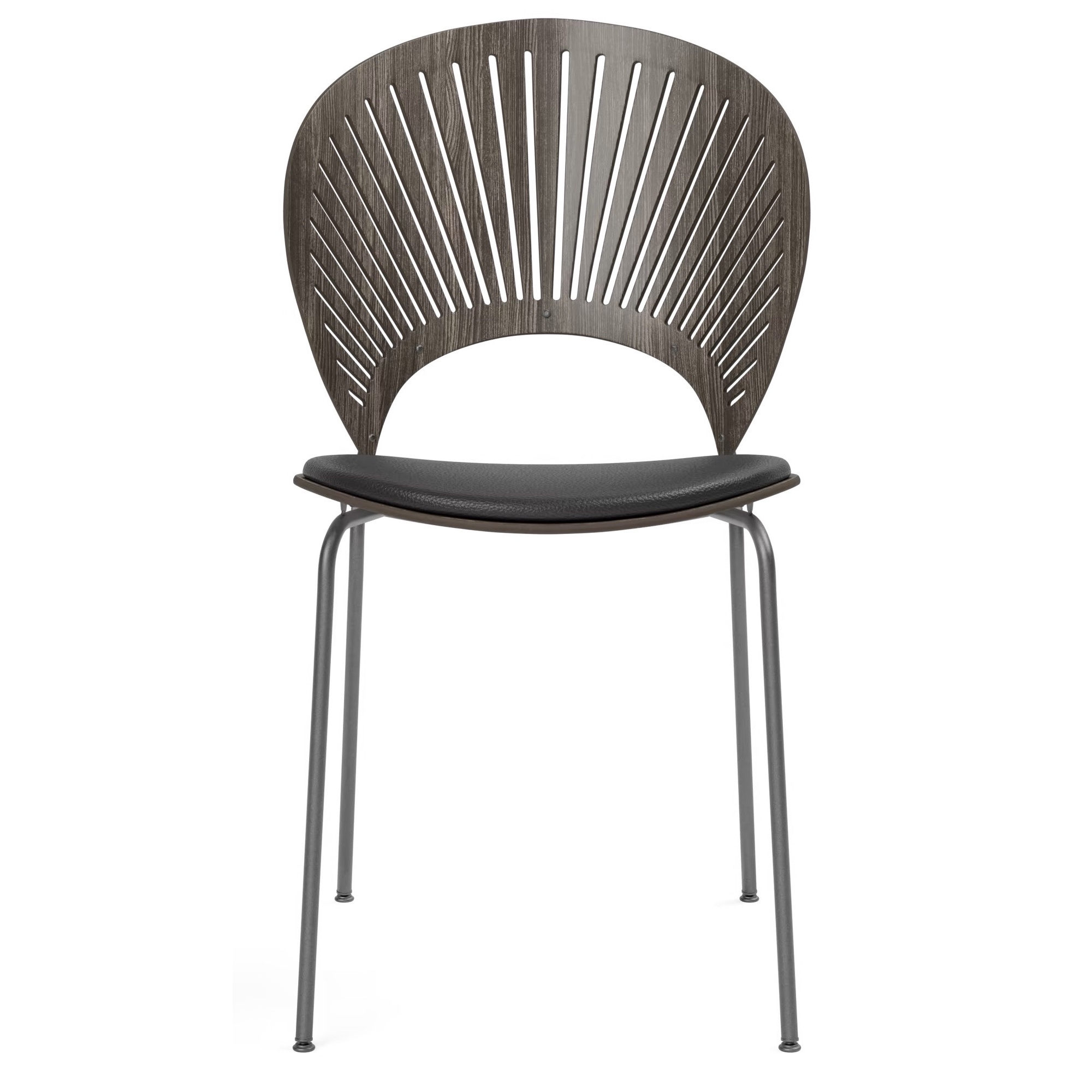 cuir Vice 11 noir + chêne teinté gris / gris silex – assise rembourrée – chaise Trinidad 3396 - Fredericia