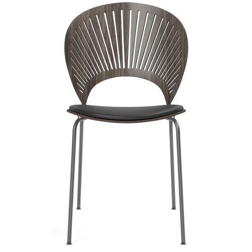 cuir Vice 11 noir + chêne teinté gris / gris silex – assise rembourrée – chaise Trinidad 3396 - Fredericia