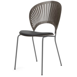 cuir Vice 11 noir + chêne teinté gris / gris silex – assise rembourrée – chaise Trinidad 3396 - Fredericia