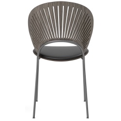 cuir Vice 11 noir + chêne teinté gris / gris silex – assise rembourrée – chaise Trinidad 3396 - Fredericia