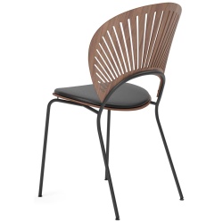 cuir Vice 11 noir + noyer vernis / noir – assise rembourrée – chaise Trinidad 3396 - Fredericia