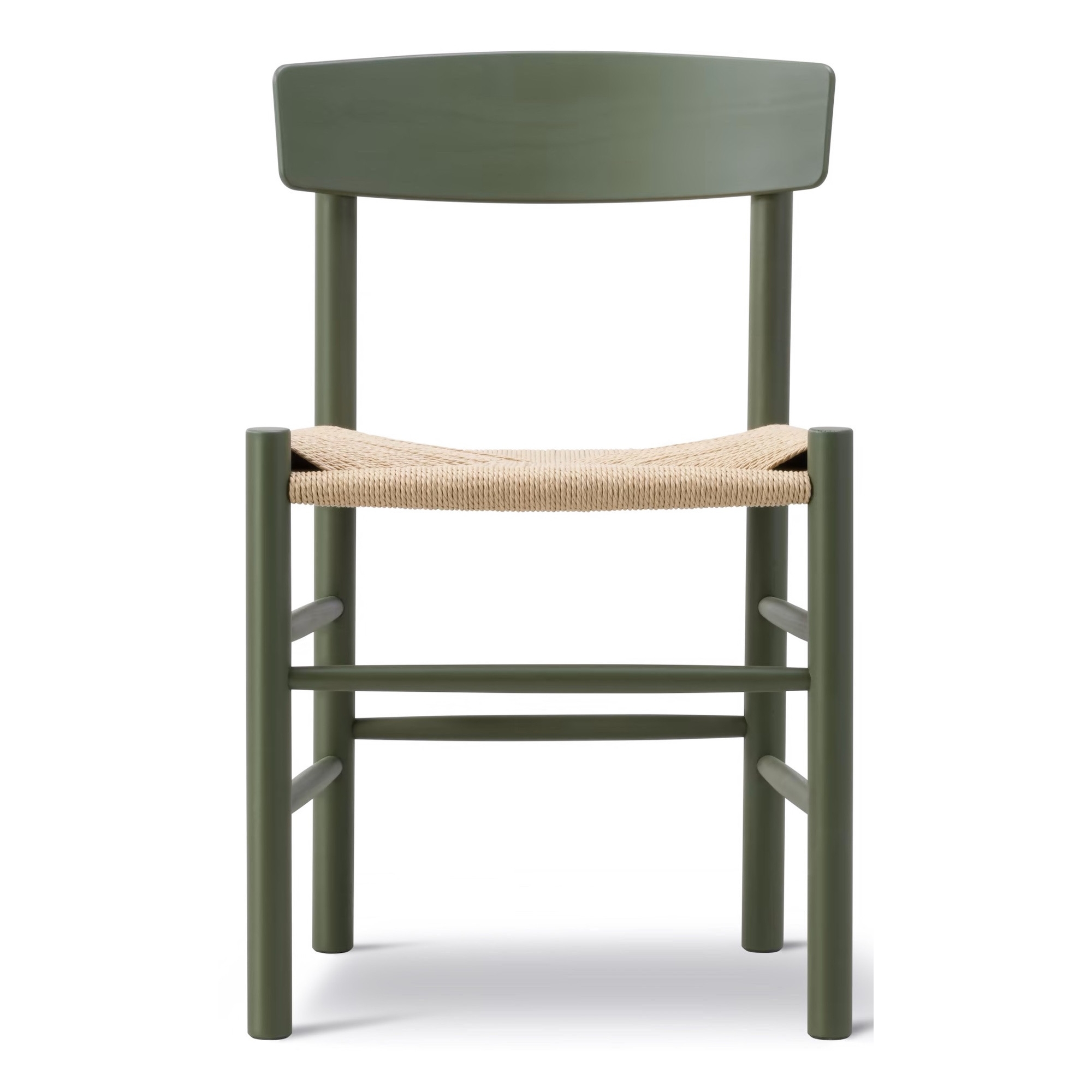 J39 Chair – khaki green lacquered beech + natural paper cord - Fredericia