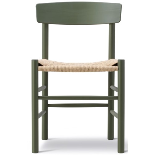 J39 Chair – khaki green lacquered beech + natural paper cord - Fredericia