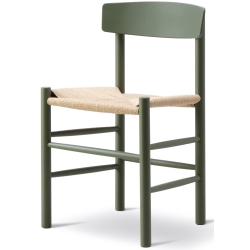 J39 Chair – khaki green lacquered beech + natural paper cord - Fredericia