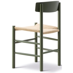 J39 Chair – khaki green lacquered beech + natural paper cord - Fredericia