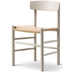 J39 Chair – pebble grey lacquered beech + natural paper cord - Fredericia