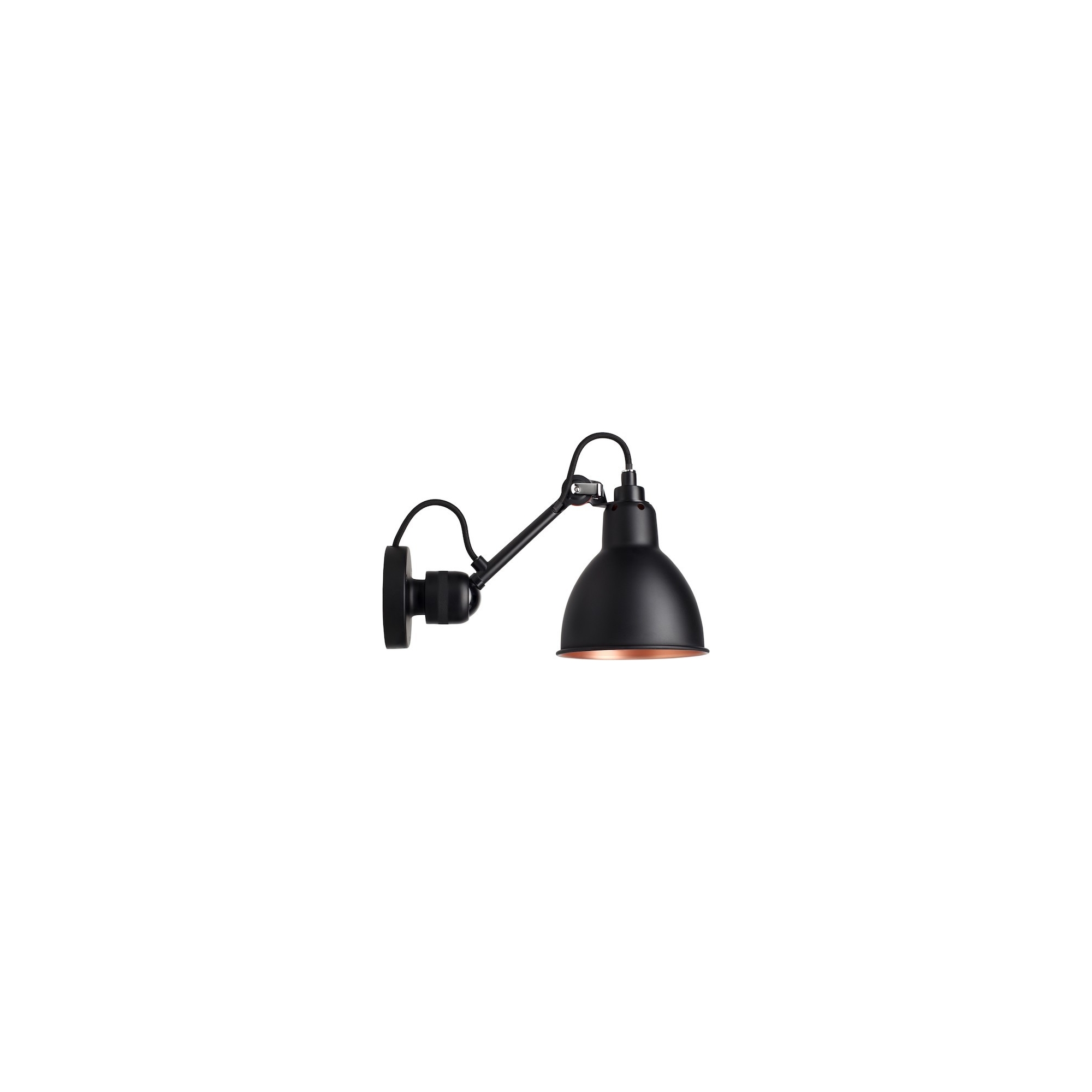 black / round black, copper inside - Gras 304 - wall lamp - DCW éditions