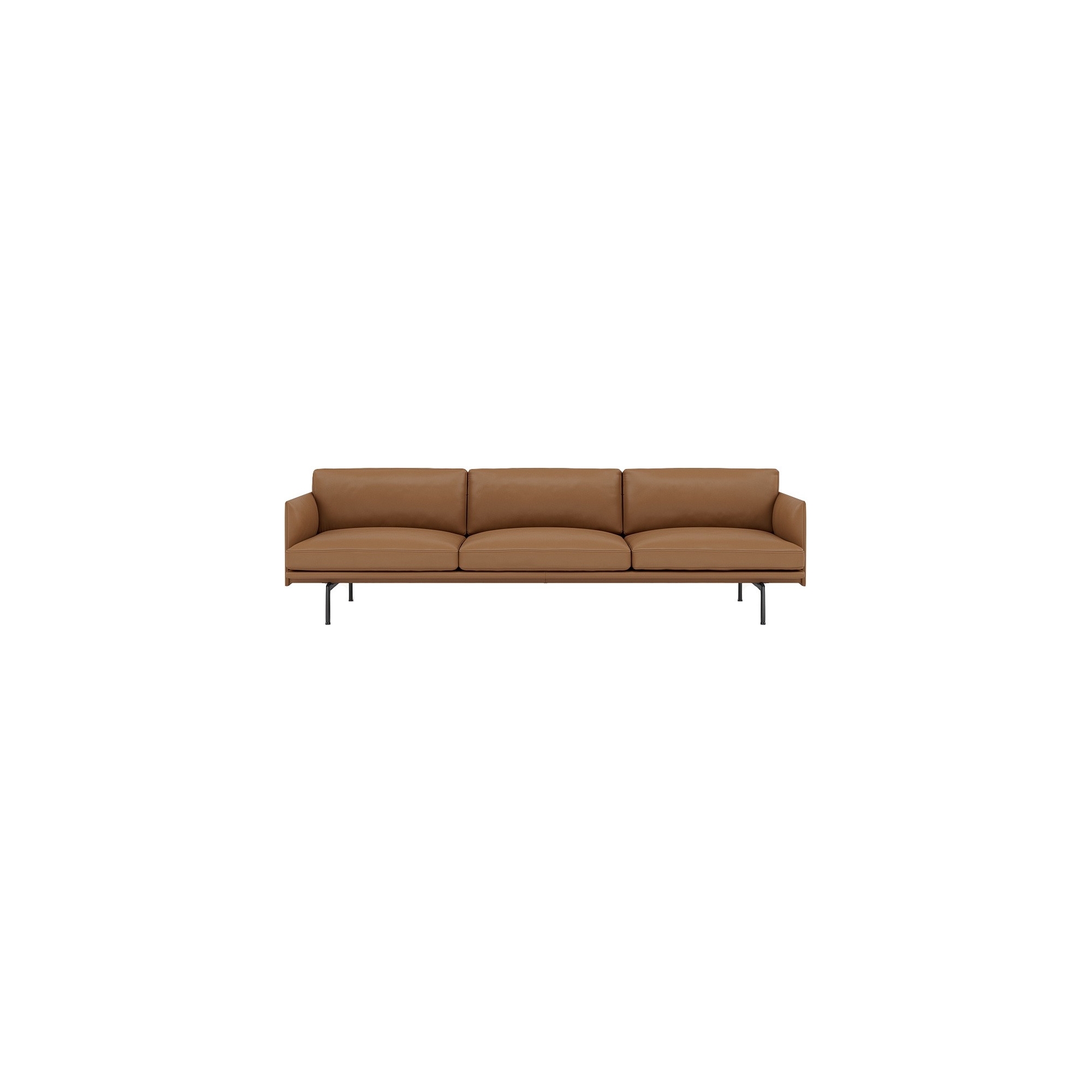 Canapé Outline 3,5 places – cuir Refine cognac + pieds noirs - Muuto