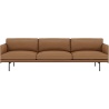 Outline 3,5-seater sofa –  Refine cognac leather + black legs - Muuto