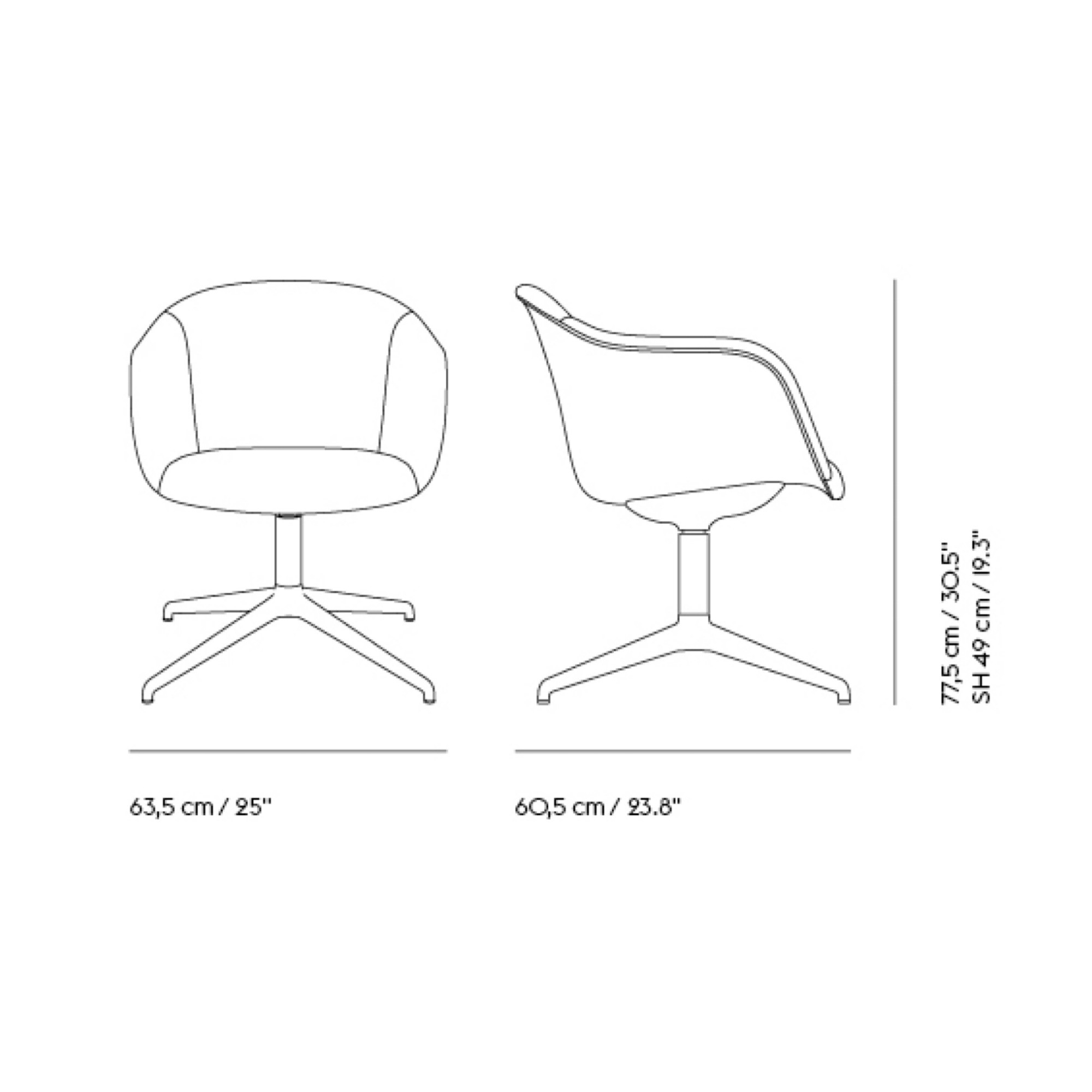 Fiber Soft Armchair - Swivel base, Fixed Height, With or without return - Muuto