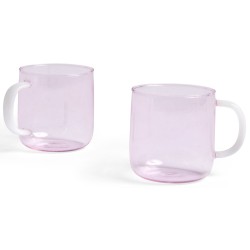 SOLD OUT - 300 ml set of 2 mug pink and white – Borosilicate - HAY