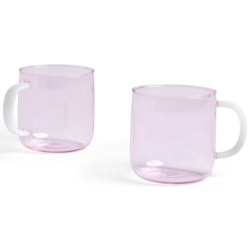 SOLD OUT - 300 ml set of 2 mug pink and white – Borosilicate - HAY