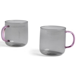 SOLD OUT - 300 ml set of 2 mug light grey and pink – Borosilicate - HAY