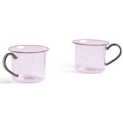 SOLD OUT - 200 ml set of 2 cup pink and light grey – Borosilicate - HAY