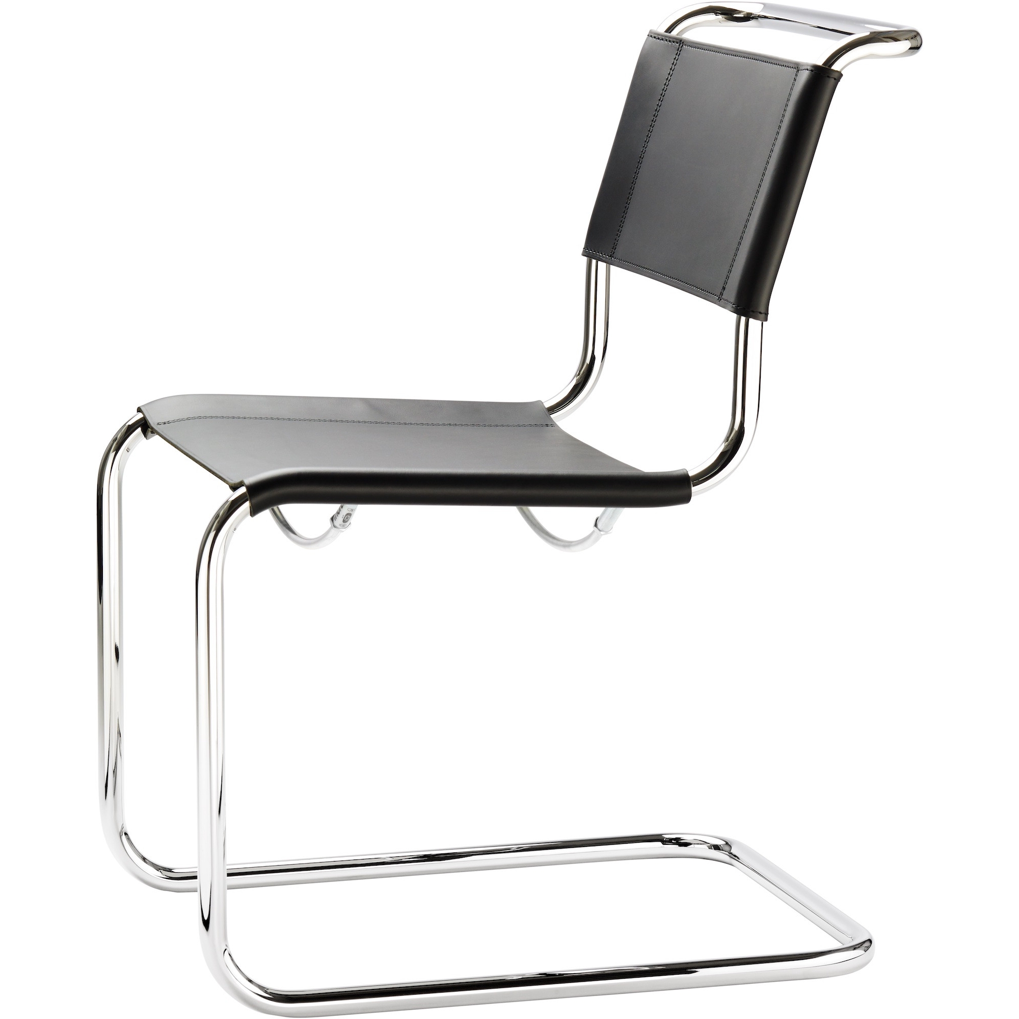 S33 Chair – Black full-grain leather + Chrome Base - Thonet