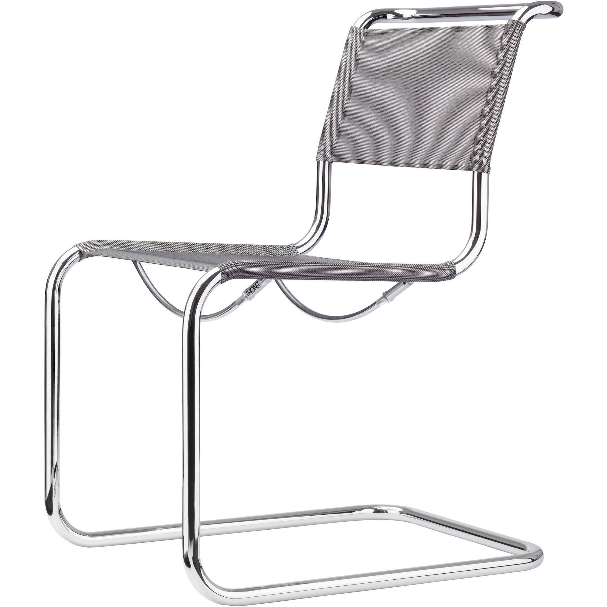 S33 Chair – Silver synthetic fibre + Chrome Base - Thonet