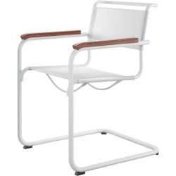 S34 Chair – White synthetic fibre + Lacquered walnut + White Base - Thonet