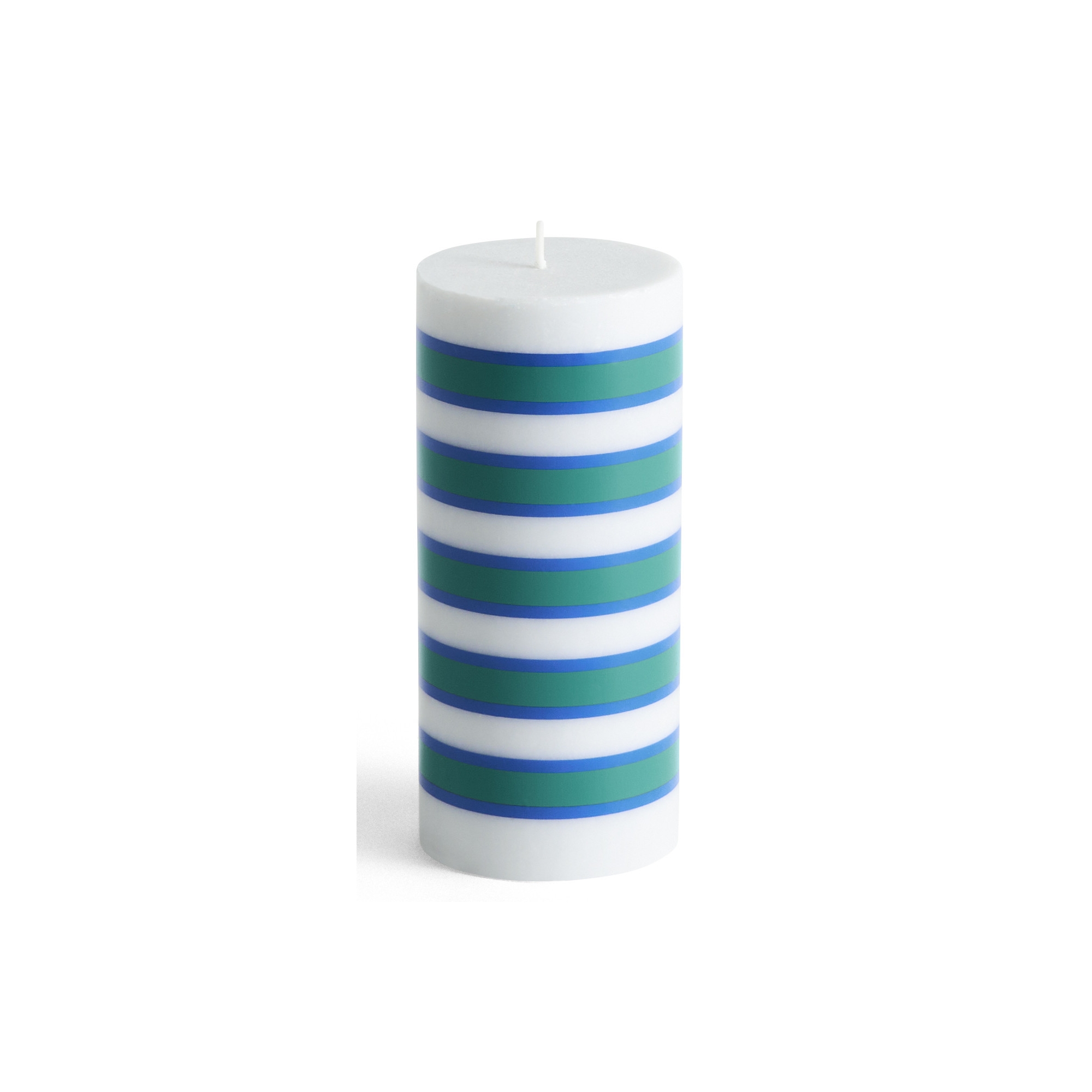 SOLD OUT Column candle small - light grey, blue and green - HAY