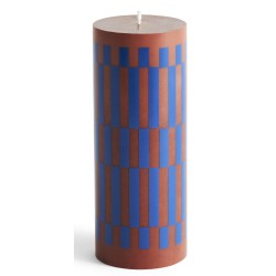 SOLD OUT - Column candle medium - brown and blue - HAY