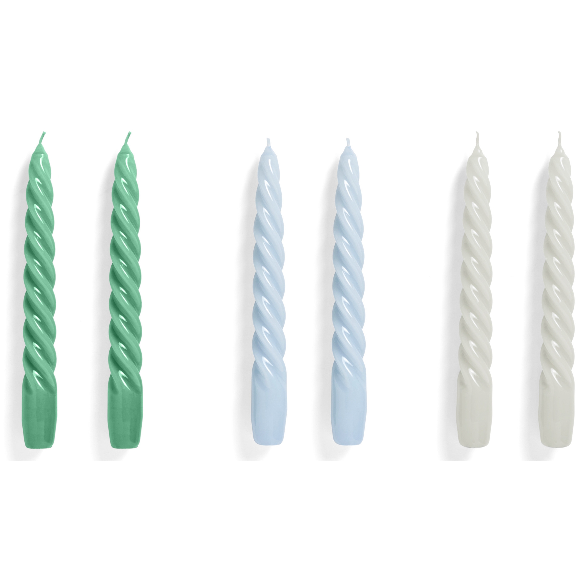 set de 6 bougies Twist - vert clair, bleu clair et gris - HAY