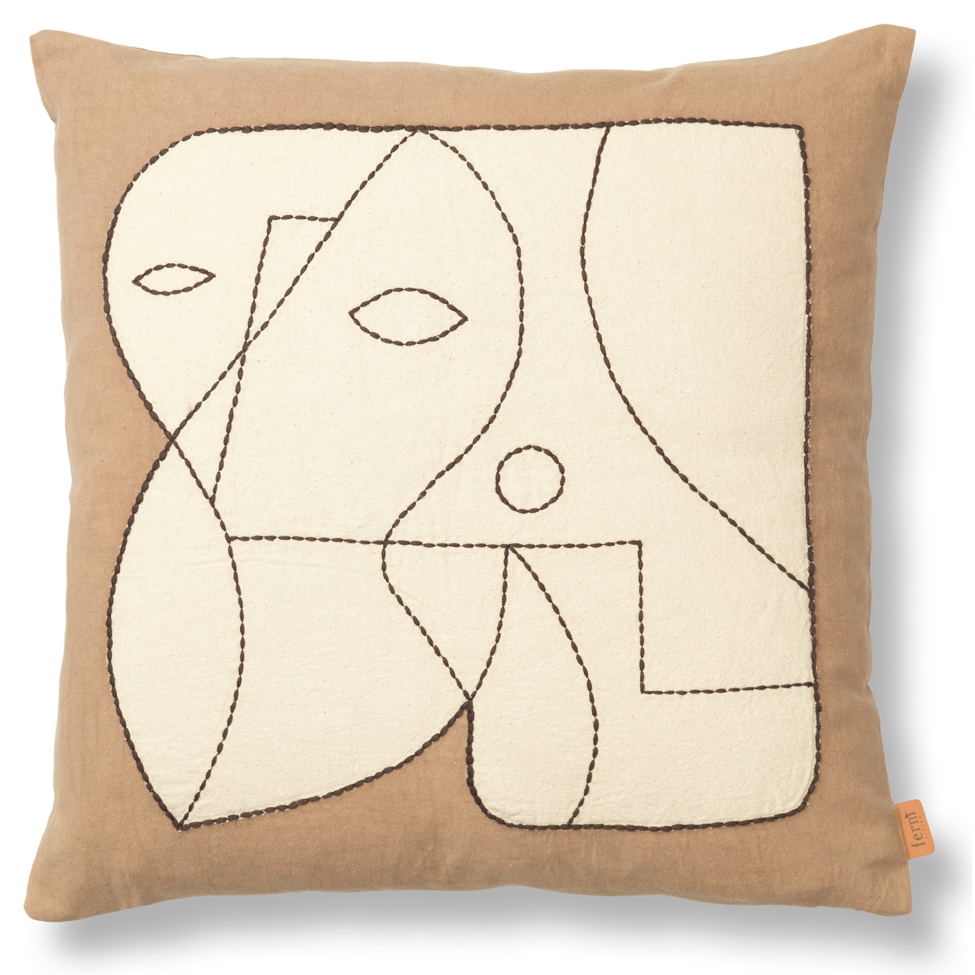 Housse de coussin Figure - taupe foncé / blanc cassé - Ferm Living