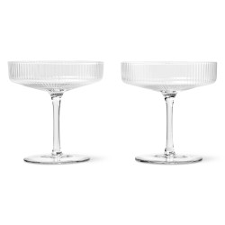 2 x Champagne saucers Ripple clear - Ferm Living