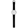 Ø40mm - black leather strap / white dial / brushed steel bezel - Station watch