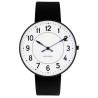 Ø40mm - bracelet cuir noir / fond blanc / cadre métal brossé - montre Station