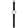 Ø30mm - bracelet cuir noir / fond blanc / cadre métal brossé - montre Station