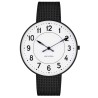 Ø40mm - bracelet maille noir / fond blanc / cadre métal brossé - montre Station