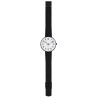 Ø34mm - bracelet maille noir / fond blanc / cadre métal brossé - montre Station