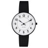 Ø34mm - bracelet maille noir / fond blanc / cadre métal brossé - montre Station