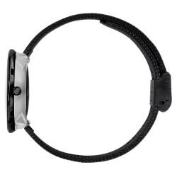 Ø30mm - bracelet maille noir / fond blanc / cadre métal brossé - montre Station