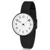 Ø30mm - bracelet maille noir / fond blanc / cadre métal brossé - montre Station