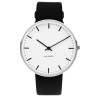 Montre City Hall - Ø40mm - acier brossé/blanc, cuir noir