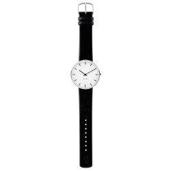 City Hall watch - Ø40mm - brushed steel/white, black leather strap