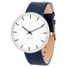 City Hall watch - Ø40mm - brushed steel/white,  navy blue leather strap